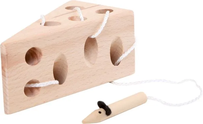 Jouet en bois - Legler - Petit Pied Fromage Naturel Avec Souris - 6x11x5 cm - À partir de 3 ans - Motricité fine-1