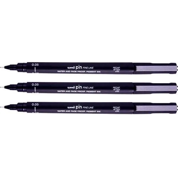 Feutres à dessin - Uni-ball - Lot de 3 - 0.05mm - Noir - Pointe calibrée-0