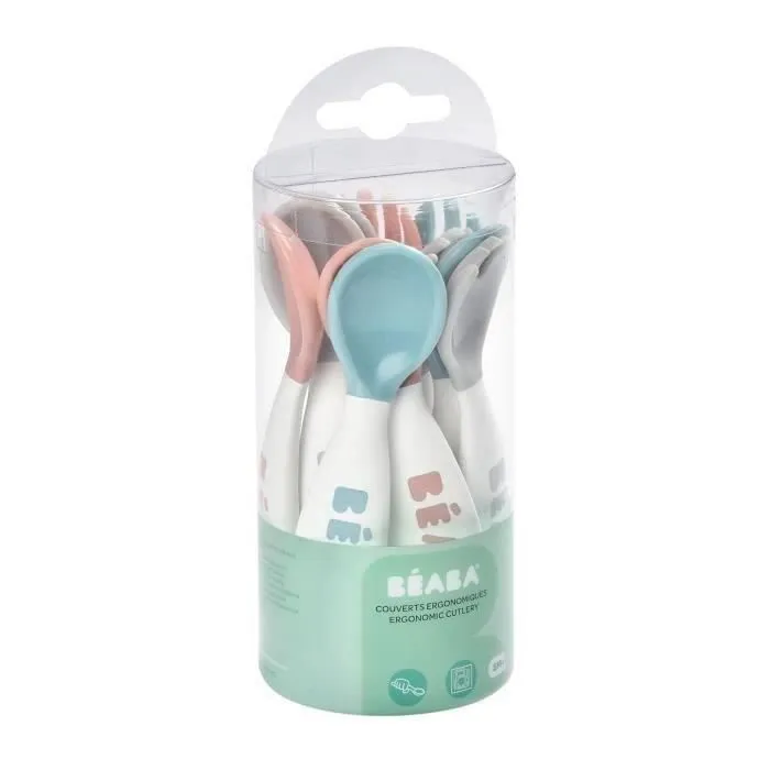 BÉABA, Set Premiers Couverts ergonomiques, 6 Cuillères et 4 Fourchettes, Manche court et arrondis, Prise en main facile pour Bébé-7