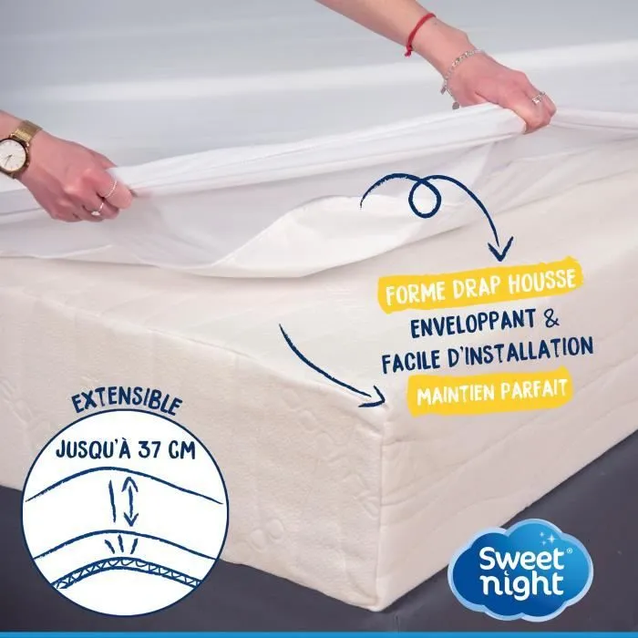 Sweetnight - Protège matelas 200x200 cm | Alèse Imperméable et Anti Acariens | Molleton 100% coton | Silencieux et Respirant-3