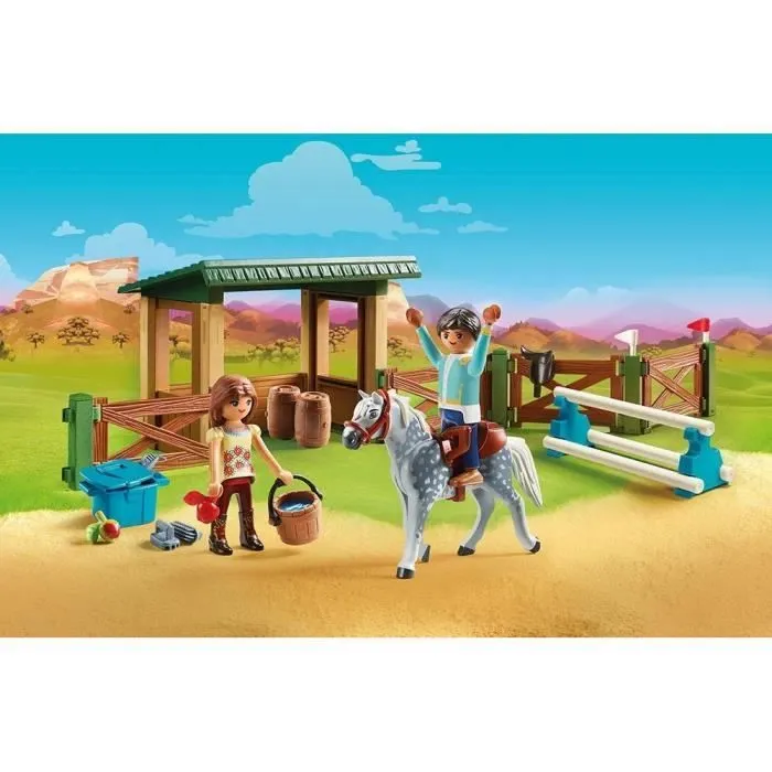 PLAYMOBIL Spirit - Espace d'entrainement Lucky et Javier avec Hacheta - Jouet pour enfant à partir de 4 ans-1