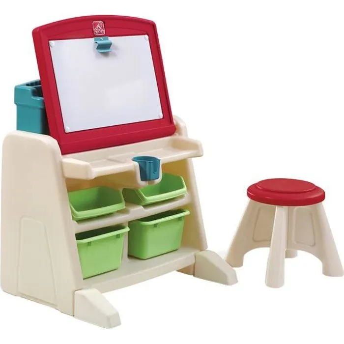 Bureau 2 en 1 - Tableau de dessin magnétique - 60x48x66 cm - Plastique résistant - Multicolore-0