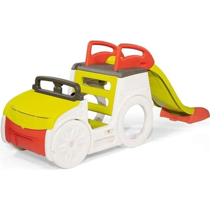SMOBY - Adventure Car - Multi-activités - Voiture avec poste de conduite, toboggan et bac à sable-0