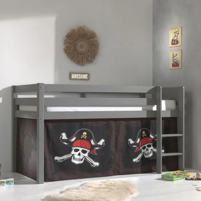 Lit mi-hauteur 90x200 Vipack Pirate Pino - Gris-0