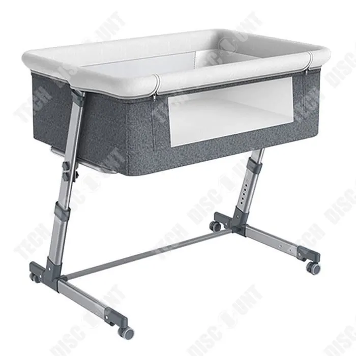 TD® Berceau Portable Pliable Berceau Lit Amovible Hauteur Réglable Nouveau-Né Épissage Lit Queen avec Ceinture De Sécurité-0