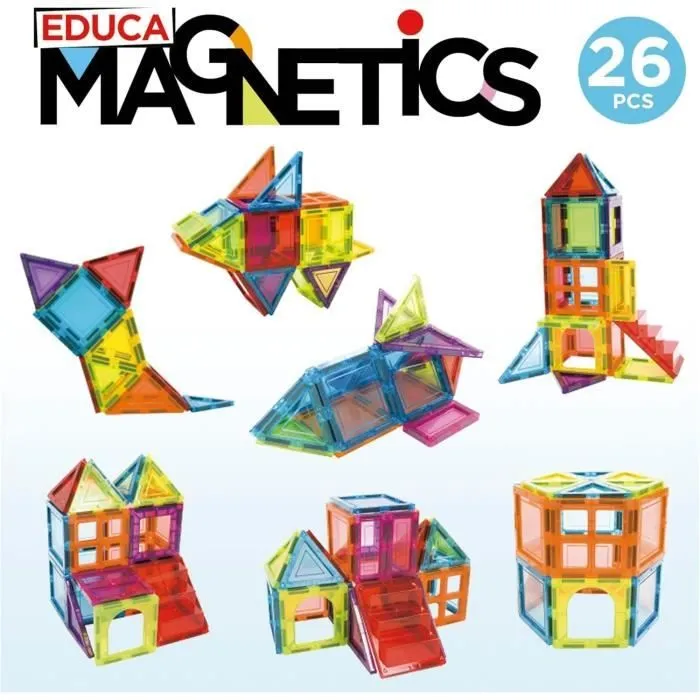 Jeu éducatif - EDUCA Magnetics - Construction 3D magnétique avec 26 pièces pour stimuler la créativité des enfants-1