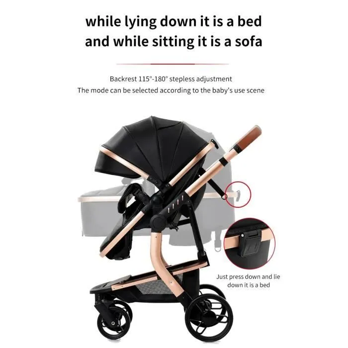 BAZARLAND30 Poussette 3 en 1 Bébé Combinée Siège-Auto Nacelle Trio Réversible cuir pu Roues increvables Canne.gris-1