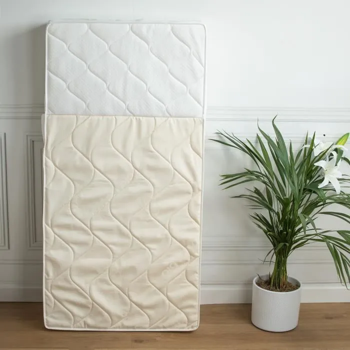 Matelas bébé Anti-reflux en coton bio Made in France Écru 60x120-1