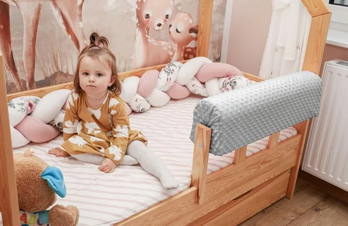 Tour de lit bebe protection enfant 70 cm - contour de lit bébé complet respirant protège-lit bord en mousse Grisâtre Minky-2