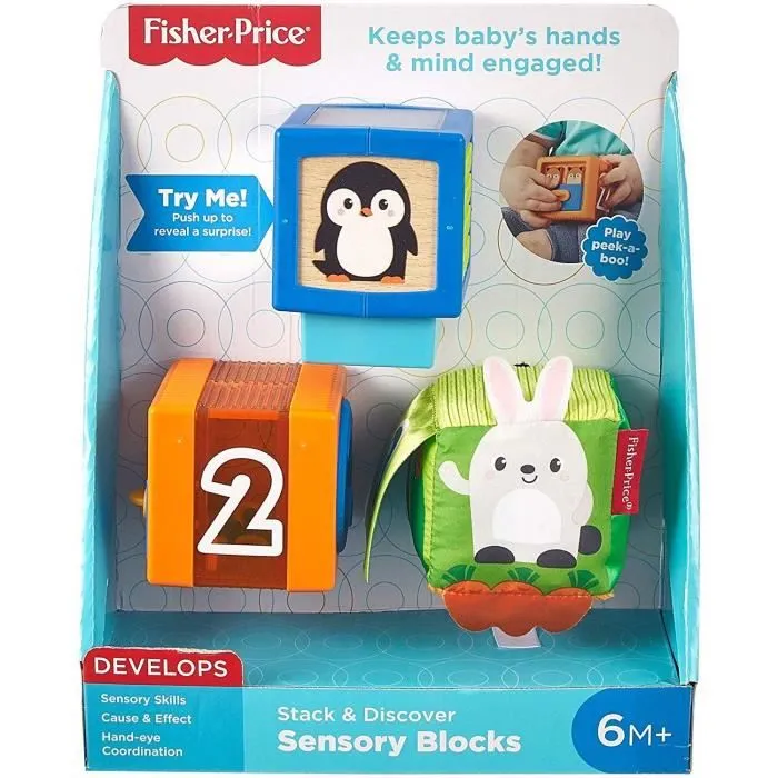Cubes d'éveil surprises Fisher-Price - Lot de 3 cubes d'activité pour bébé de 6 mois et plus-4