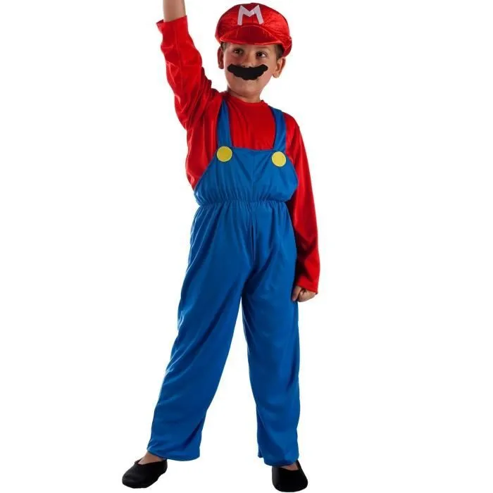Déguisement Super Mario Cap pour garçon - EL REY DEL CARNAVAL - Taille 6 ans - Couleur Noir-0