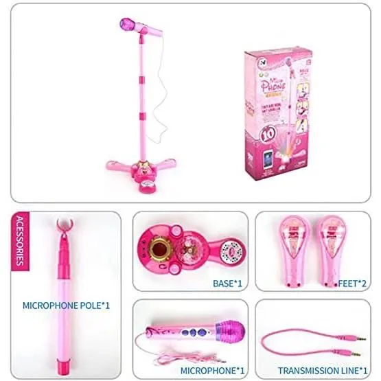 Karaoke Enfants - AMOUNE - Jouet Fille 3-8 Ans - Pied Réglable - Rose-2