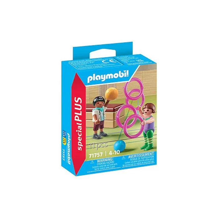 Duo d'enfants avec matériel de gymnastique-2