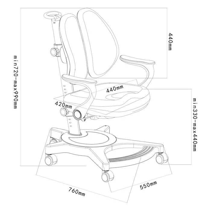 Chaise de bureau pour enfants Partille réglable gris-2