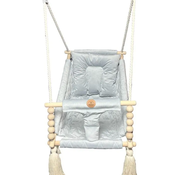 Balançoire Inclinable - Velours Argent - Évolutive - Certifiée CE - 20 kg-1