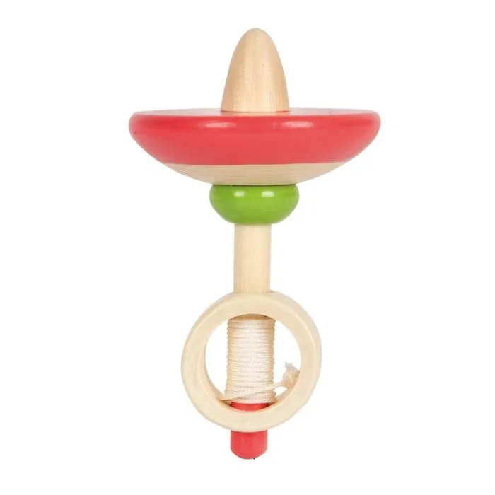 Toupie en bois - Small foot company - Toupie en bois avec ficelle - Hauteur 9 cm - Mixte - 3 ans-3