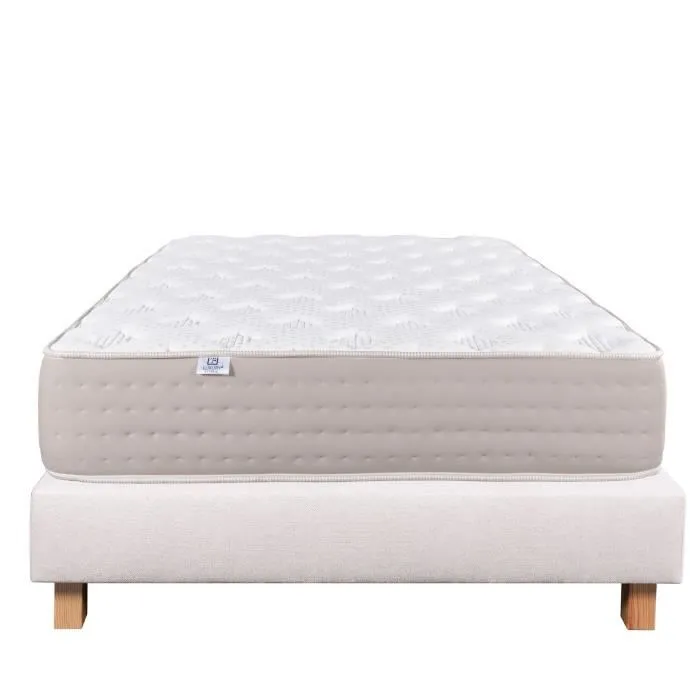 Ensemble matelas Dreamlux, 26 cm ressorts ensachés mémoire de forme ferme réversible+sommier beige ep20cm-1