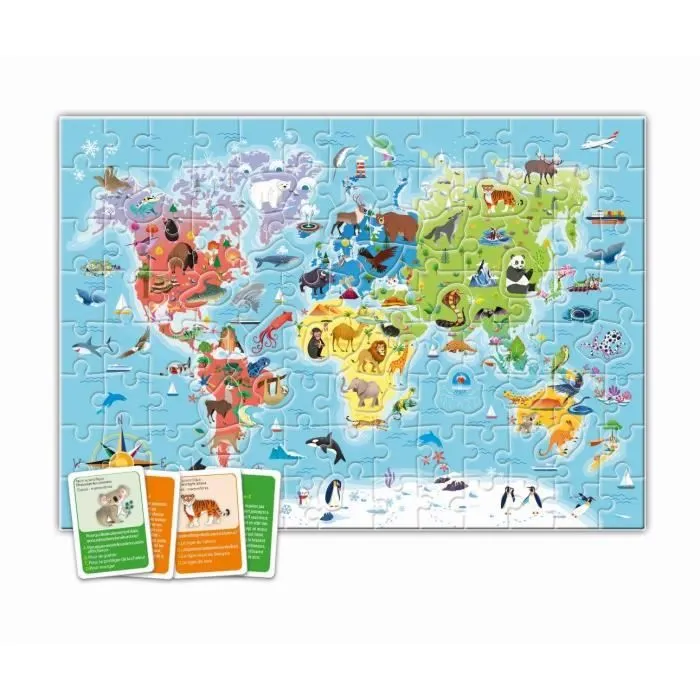 Clementoni - Puzzle à la découverte du monde - Avec activités, défis, tombola et jeu de recherche - Dés 6 ans-1