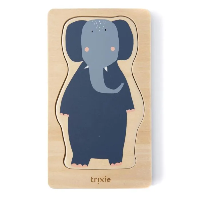 Puzzle Animaux en Bois Trixie - 4 Couches - Pour Enfant à partir de 3 ans-0
