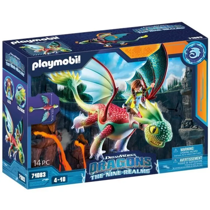 PLAYMOBIL 71083 Dragons Panache & Alex, Figurine de dragon amovible, Dragons : Les Neuf Royaumes, 14 pièces, Dès 4 ans-0