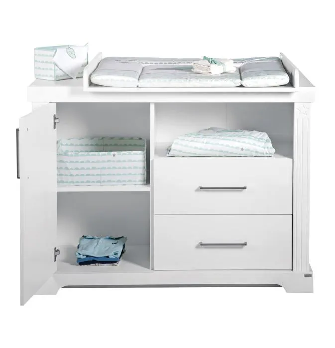 Ensemble Chambre Bébé ROBA Duo Maxi - Lit 70x140 cm + Grande Commode à Langer - Blanc-3