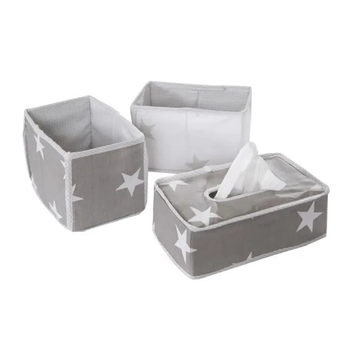 Set de rangement pour couches et lingettes - ROBA - Little Stars - Gris - Mixte - 23x13x8cm - 20x12x13,5cm-0