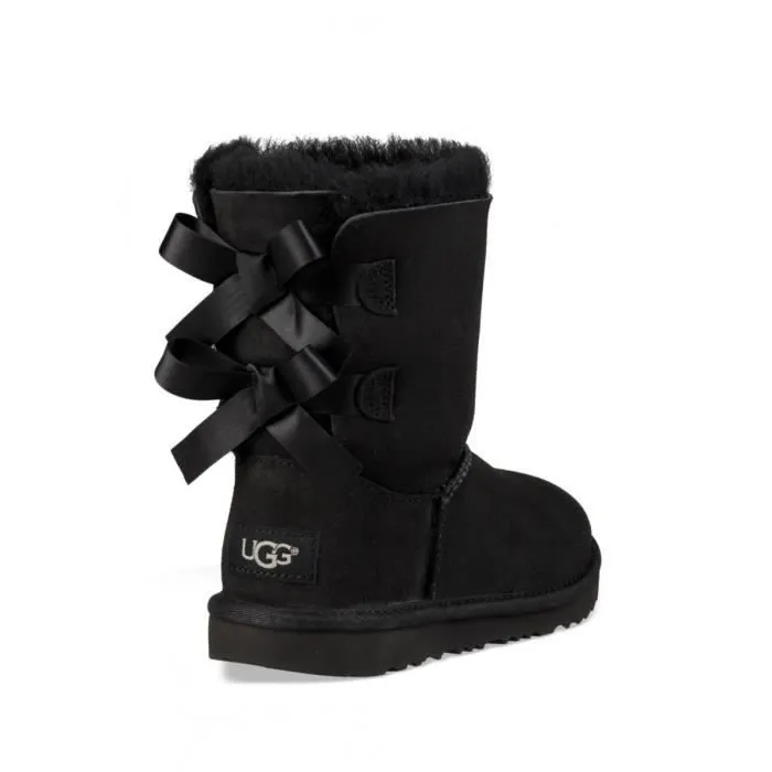 Bottines Enfant - UGG - Bailey Bow II Grand - Noir - Peau de mouton - Nuds en satin-3