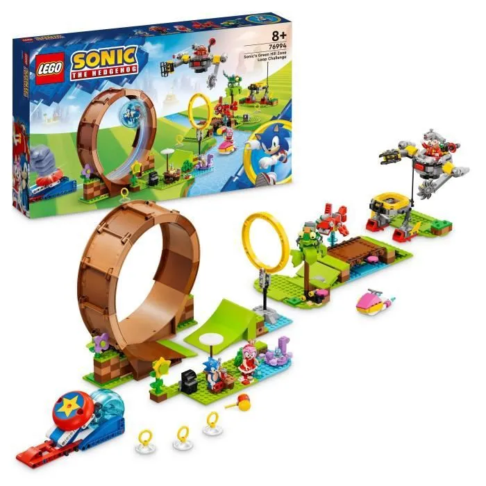 LEGO® Sonic the Hedgehog 76994 Sonic et le Défi du Looping de Green Hill Zone, Jouet pour Enfants avec 9 Personnages