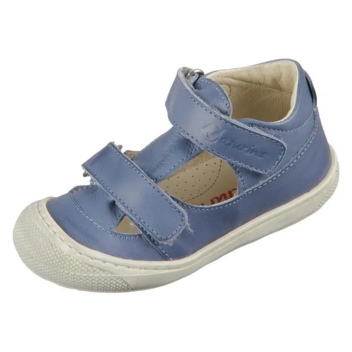 Sandales bébé - Naturino - Puffy Celeste - Bleu - Cuir - Scratch - Plat-1