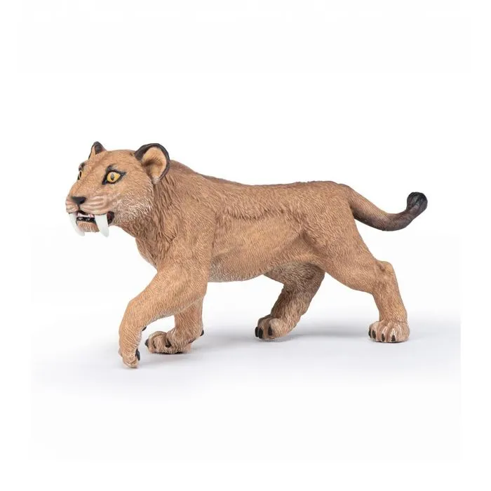 Figurine Préhistorique - PAPO - Jeune Smilodon - Beige, Blanc et Marron - Pour Enfant-0