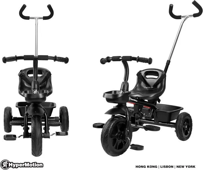 HyperMotion Tricycle Evolutif Enfant jusqu'à 20 kg| Guidon Contrôle Parents| Ceinture Sécurité| Siège confortable| Roues Larges Noir-5