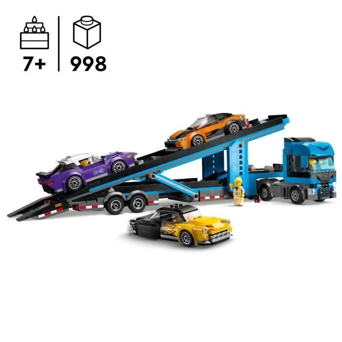 LEGO® City 60408 Le camion de transport de voitures de sport, 4 véhicules pour enfants-1