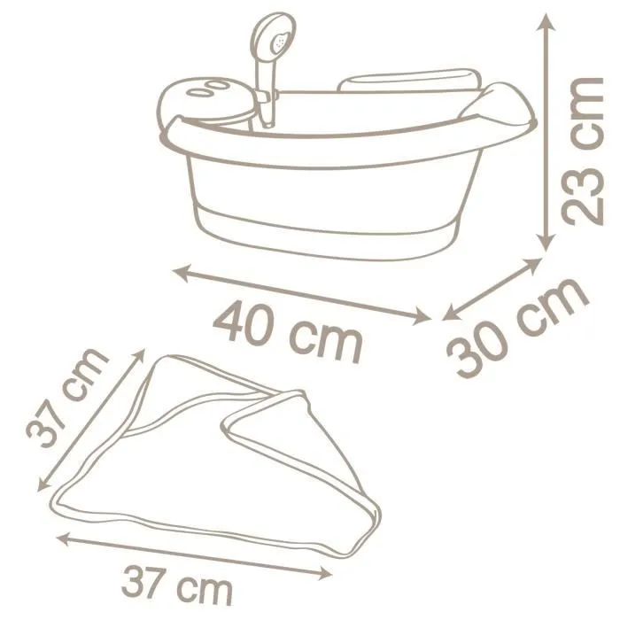 Baignoire balnéo pour poupon jusqu'à 42 cm - Smoby Baby Nurse - Jets d'eau et bulles - Lumières LED - Fabriqué en France-4