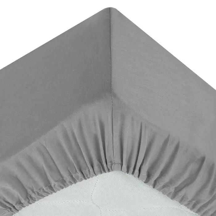 Drap-housse - ATMOSPHERA - Gris souris - 140x190 cm - Bonnet H30cm - 100% Coton-4