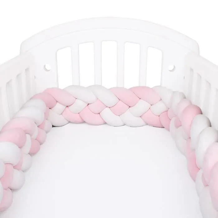 2m Tour de Lit Bébé Coussin Serpent Tressé Pare-chocs Velours Protection des bords Douce Pour les Nouveau-nés lit Sommeil-D-0