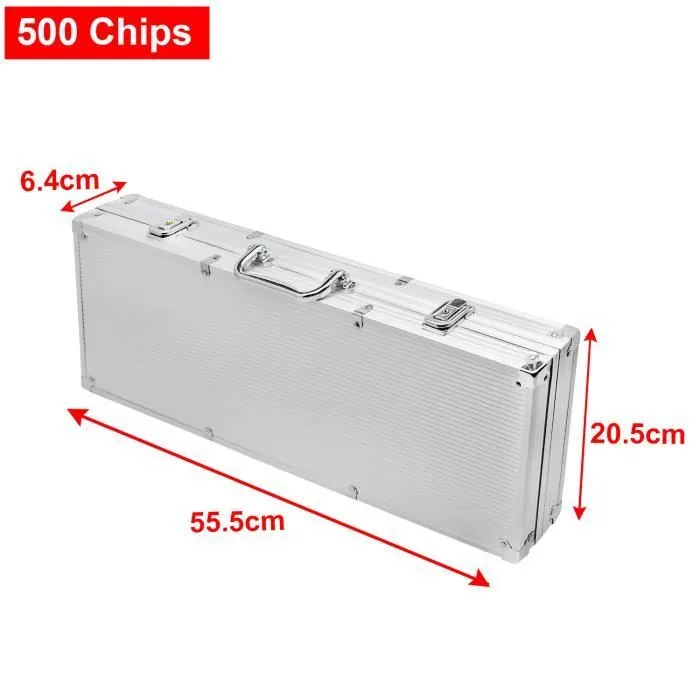 Coffret de Poker - LZQ - Mallette en Aluminium - 500 Jetons - 2 Jeux de Cartes - 5 Dés-3
