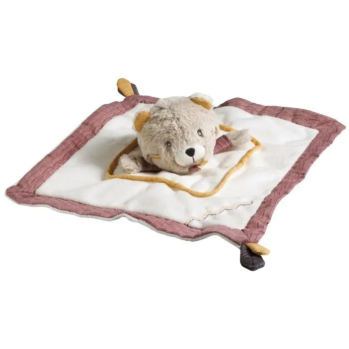 Doudou mouchoir - Timouki - Ours en velours beige - Mixte - A partir de 1 mois-0