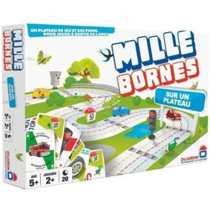 MILLE BORNES PLATEAU - GRAND CLASSIQUE - Jeu de plateau - DUJARDIN - Une édition familiale avec plateau 3D pour plus de fun !-0