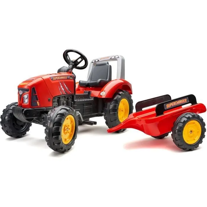 Tracteur à pédales - FALK - Supercharger - Dès 3 ans - 100% Fabriqué en France - 60% de plastique recycléremorque inclus-0