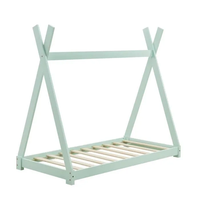 Lit de Tipi pour Enfant Onejda 70 x 140 cm Menthe [en.casa]-3