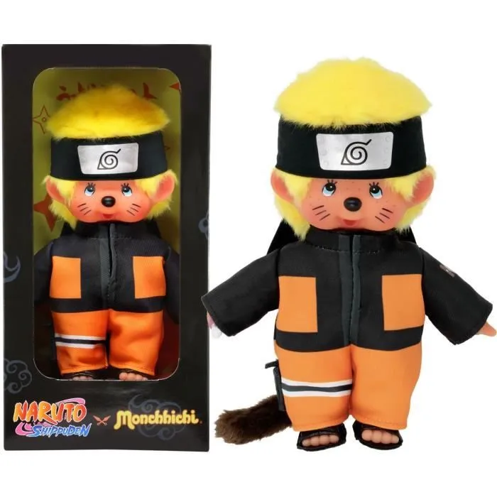 Bandai - Monchhichi - Peluche Monchhichi Naruto Shippuden - Peluche toute douce 20 cm pour enfants et adultes - SE241088-0