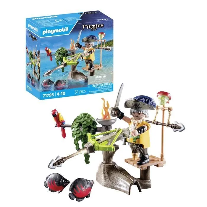 PLAYMOBIL 71795 Pirate avec arbalète et poissons à viser, Les pirates, 31 pièces, Dès 4 ans-2