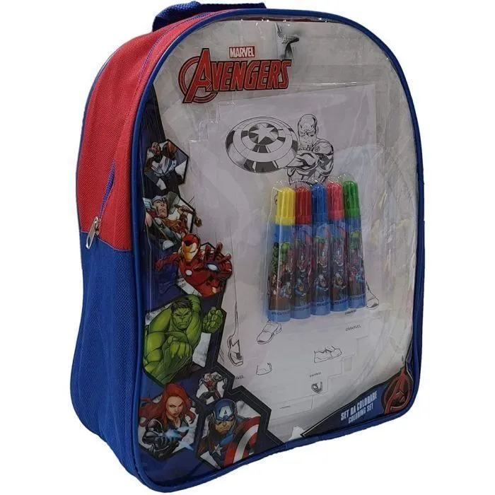 Sac à dos de coloriage - Avengers - Enfant - Transparent - 6 feuilles à colorier - 5 feutres-0