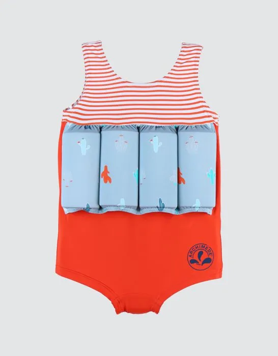 Maillot bouée à imprimé cactus 4 ans Bleu-1