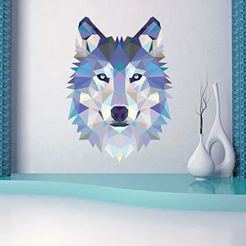 Ambiance Sticker adhésifs Origami - Sticker Autocollant Tête de Loup - Décoration Murale Origami Chambre et Salon --0