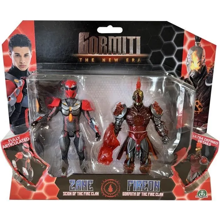 Coffret figurines - GORMITI - Scion et Gormiti associé Feu - Zane et Fireon - 15 cm - À partir de 4 ans - GRV192-1