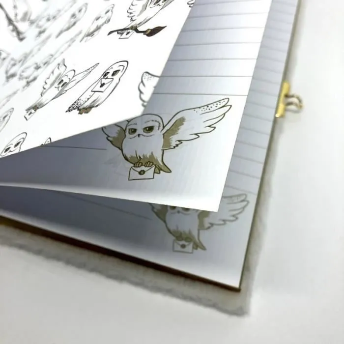 Journal Intime - Harry Potter - Hedwige Fourrure - Licence Officielle - Cadenas et Clés-3
