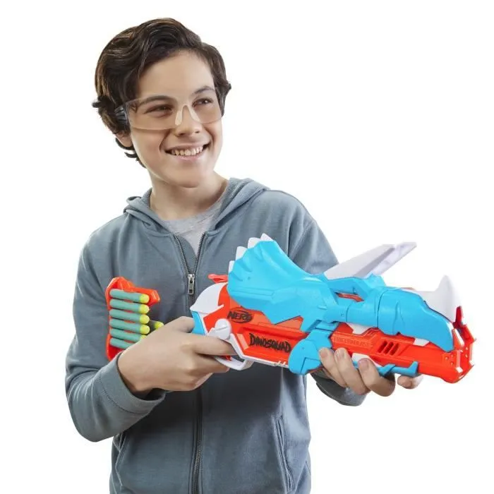 NERF - DinoSquad - Blaster Tricera-blast - 3 fléchettes - 12 fléchettes NERF - apparence de triceratops-2