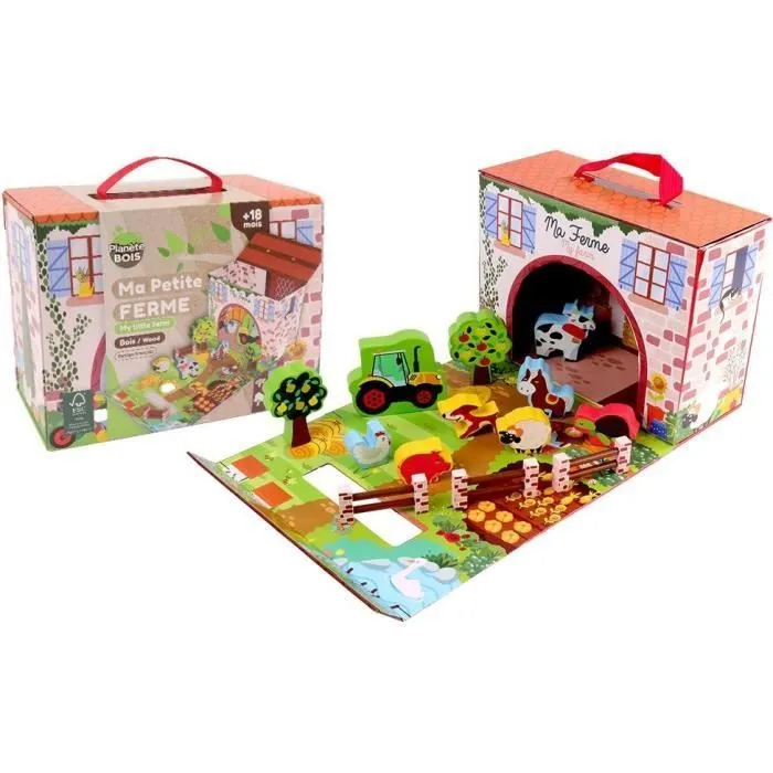 Maison de Jeu Ferme - PLANÈTE BOIS - FSC - 12 Pièces - Jeu Enfant - Dès 18 Mois-0