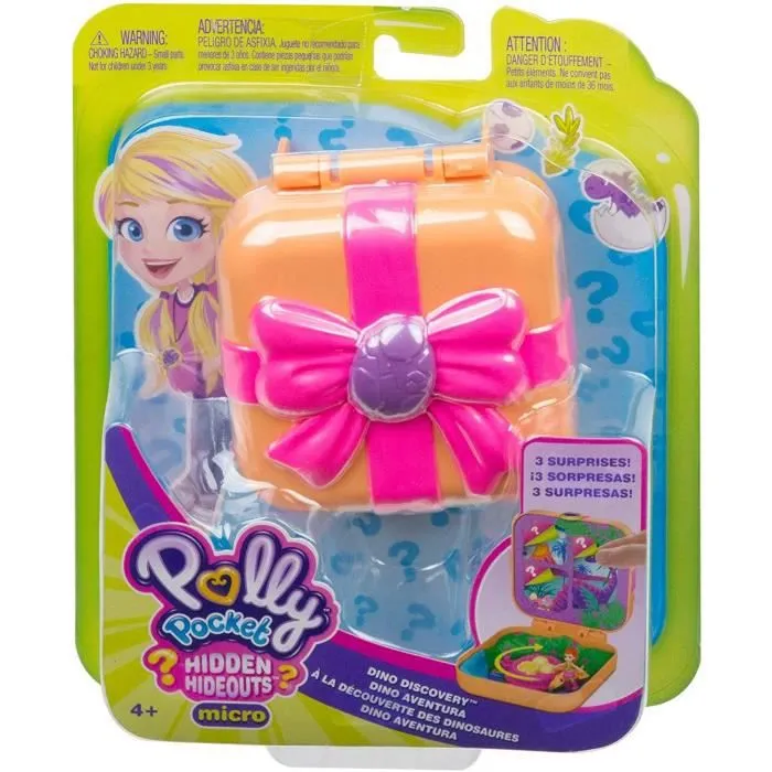 Mini-figurine POLLY POCKET Bébé Dinosaure - Coffrets Secrets - Orange - Mixte - 4 ans et plus-4